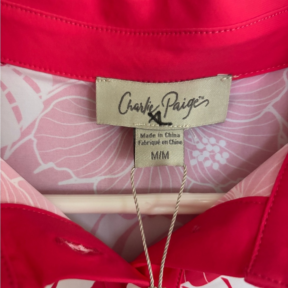 Charlie Paige Red & White Floral Polo Swim Cover-Up - Picture 5 of 5